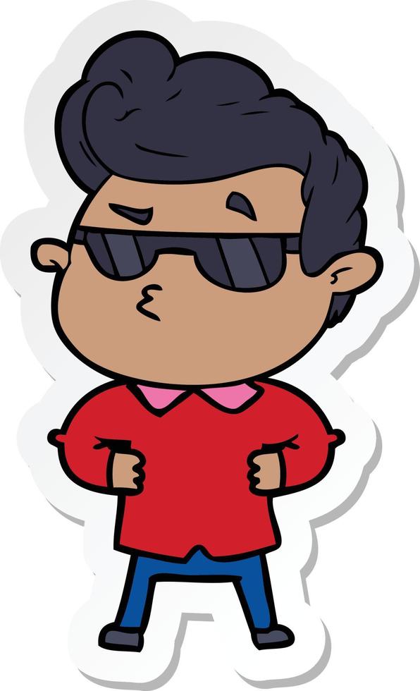 sticker of a cartoon cool guy vector
