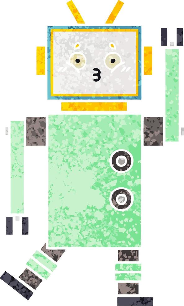 retro illustration style cartoon robot vector