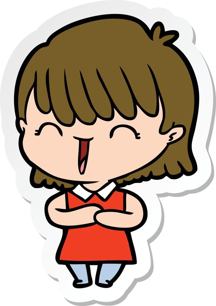 sticker of a cartoon woman vector