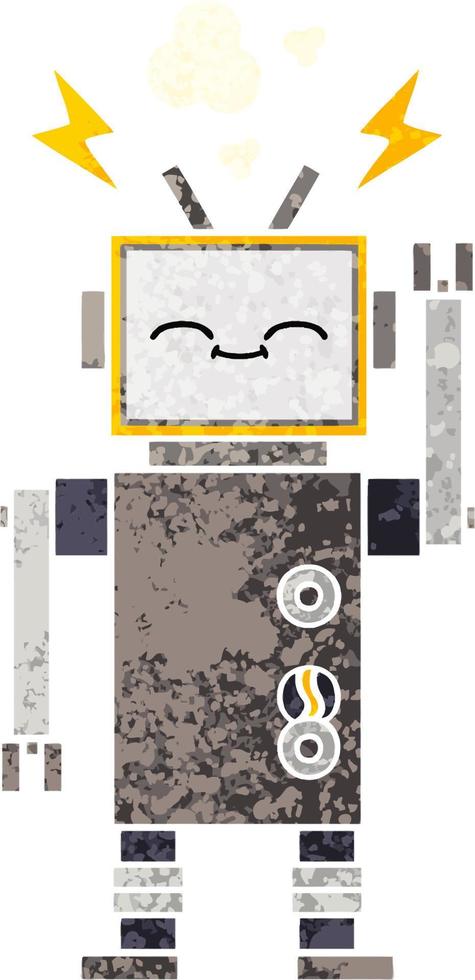 retro illustration style cartoon robot vector