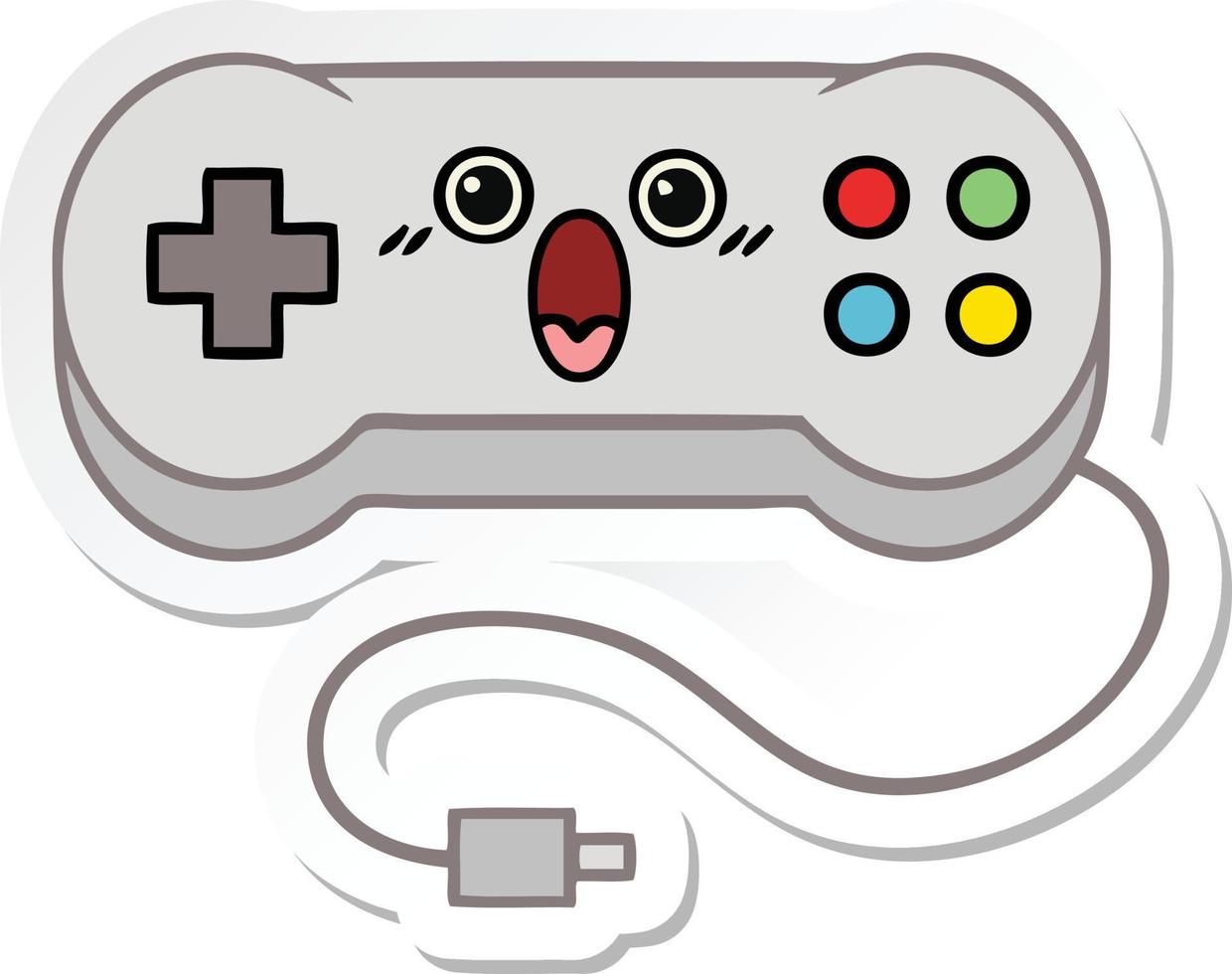 sticker of a cute cartoon game controller vector