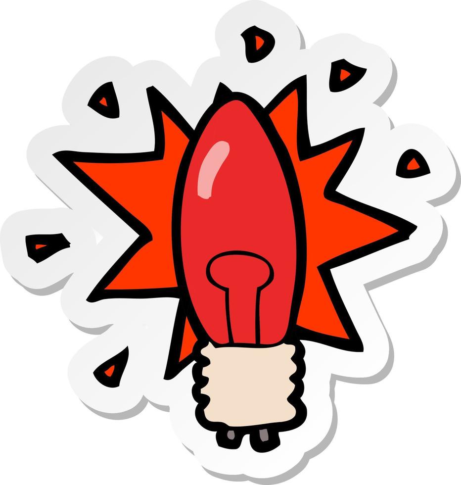 sticker of a cartoon red light bulb vector