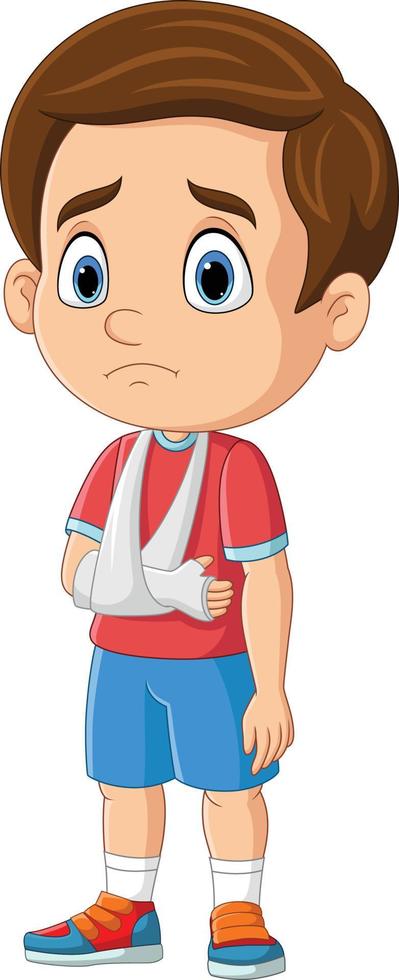 Cartoon little boy with broken arm vector