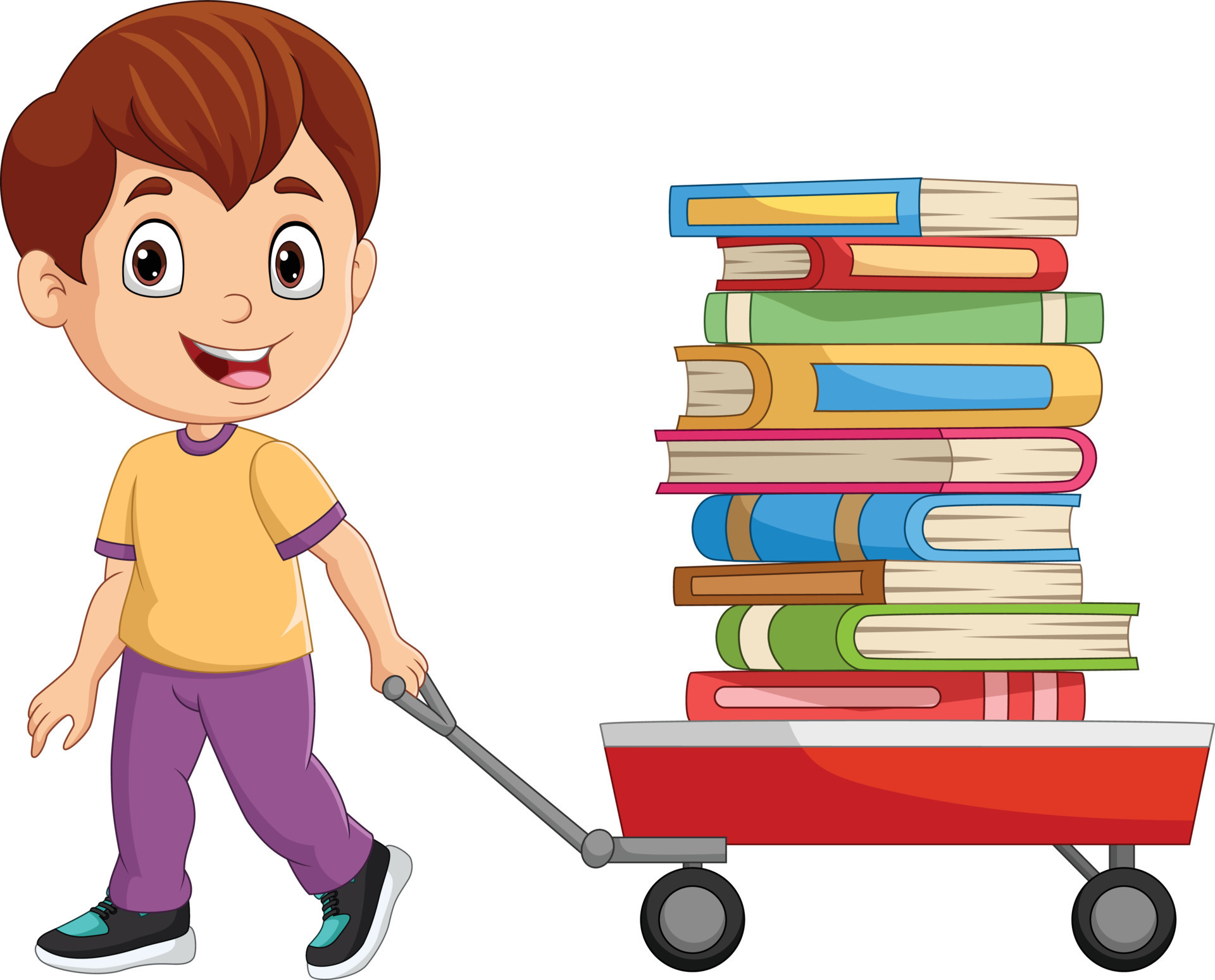 Cartoon Little Boy Pulling Wagon Cart With Pile Of Books 8733258 Vector cartoon-little-boy-pulling-wagon-cart-with-pile-of-books-8733258-vector