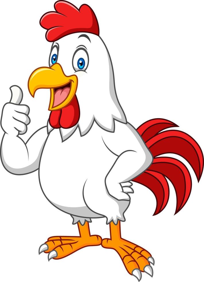 Cartoon happy rooster giving thumbs up vector