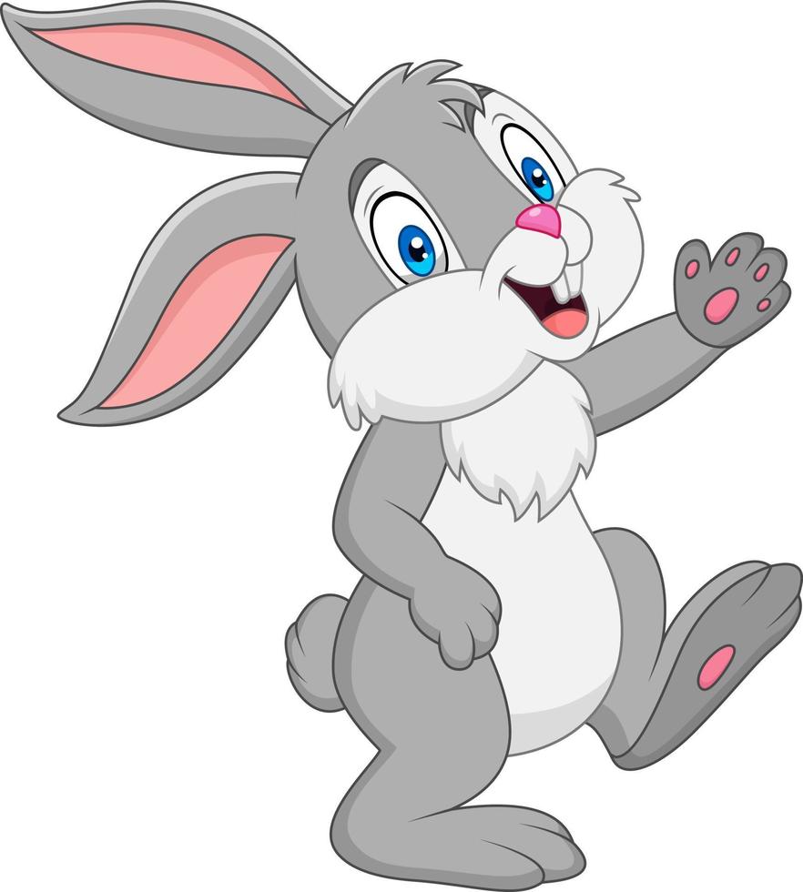 Happy rabbit cartoon waving hand vector