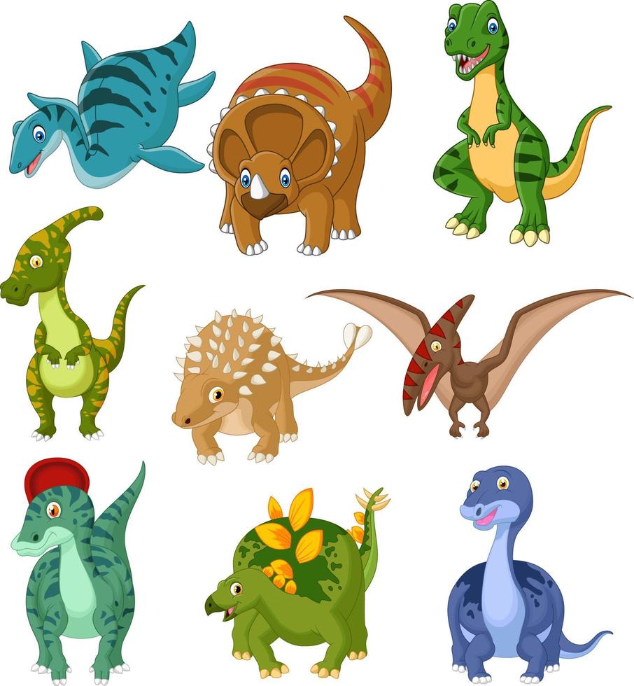 Cartoon dinosaurs collection set vector