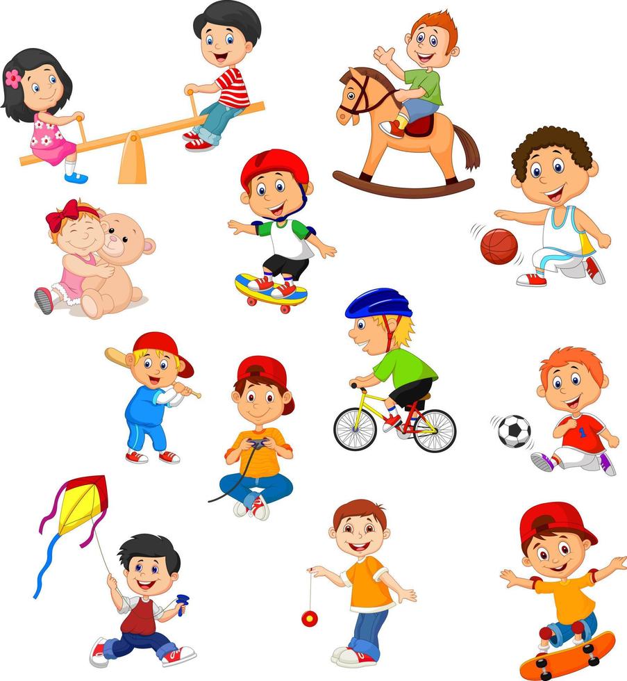 Set of kids with different sport activities vector
