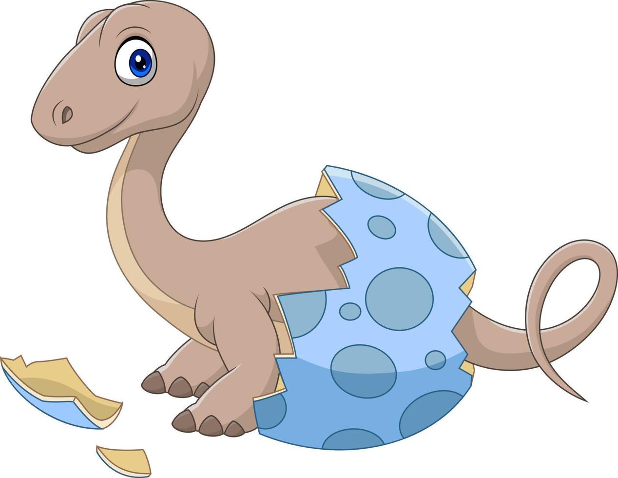 Cartoon baby dinosaur hatching from egg vector