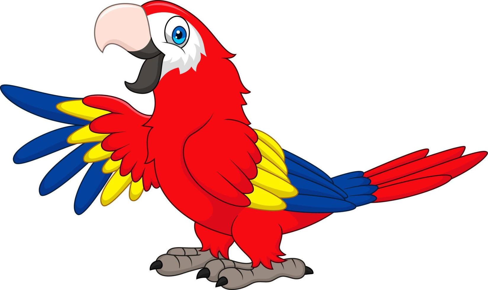 guacamayo divertido de dibujos animados vector