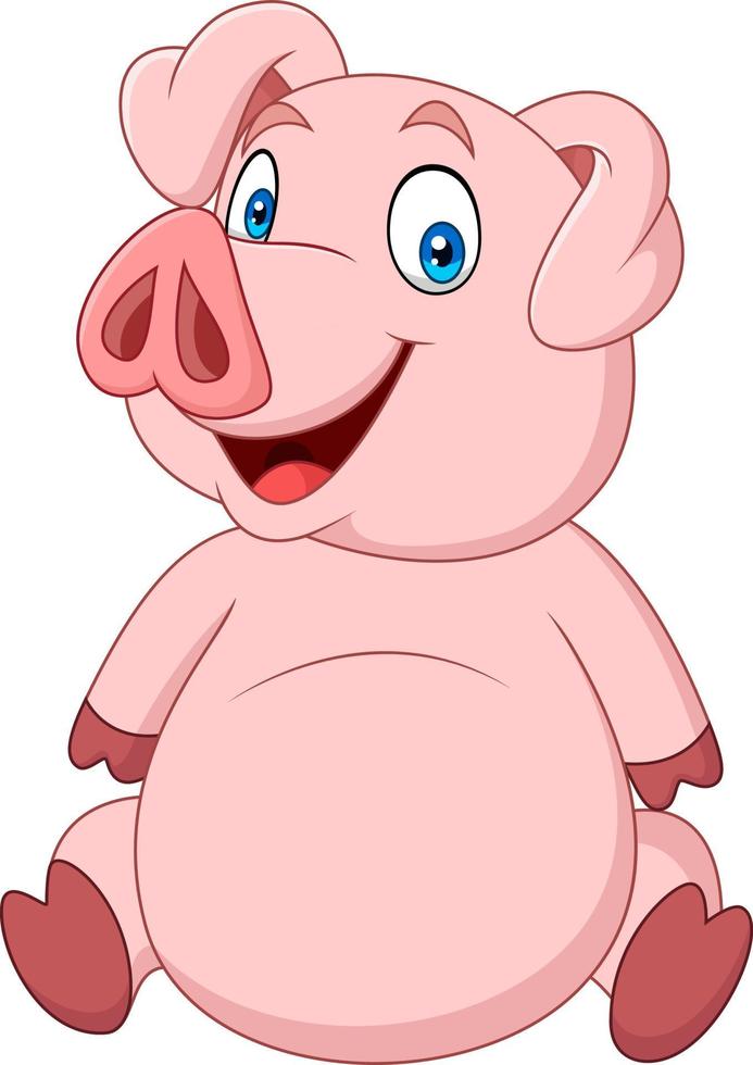 Cartoon happy pig sitting vector