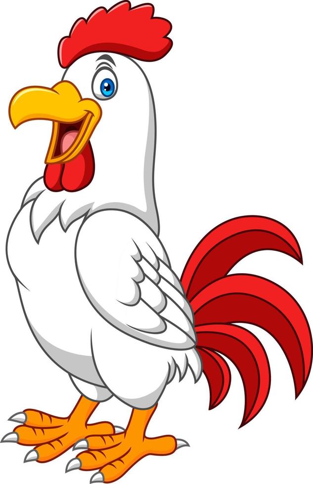 Cartoon happy rooster vector