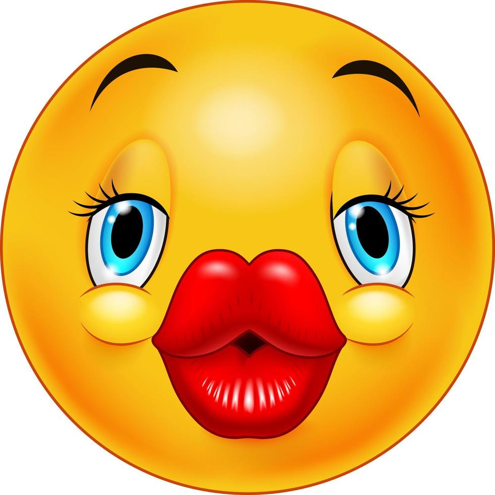 Cute kissing emoticon vector