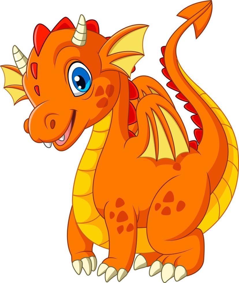 Cartoon little dragon isolated on white background vector