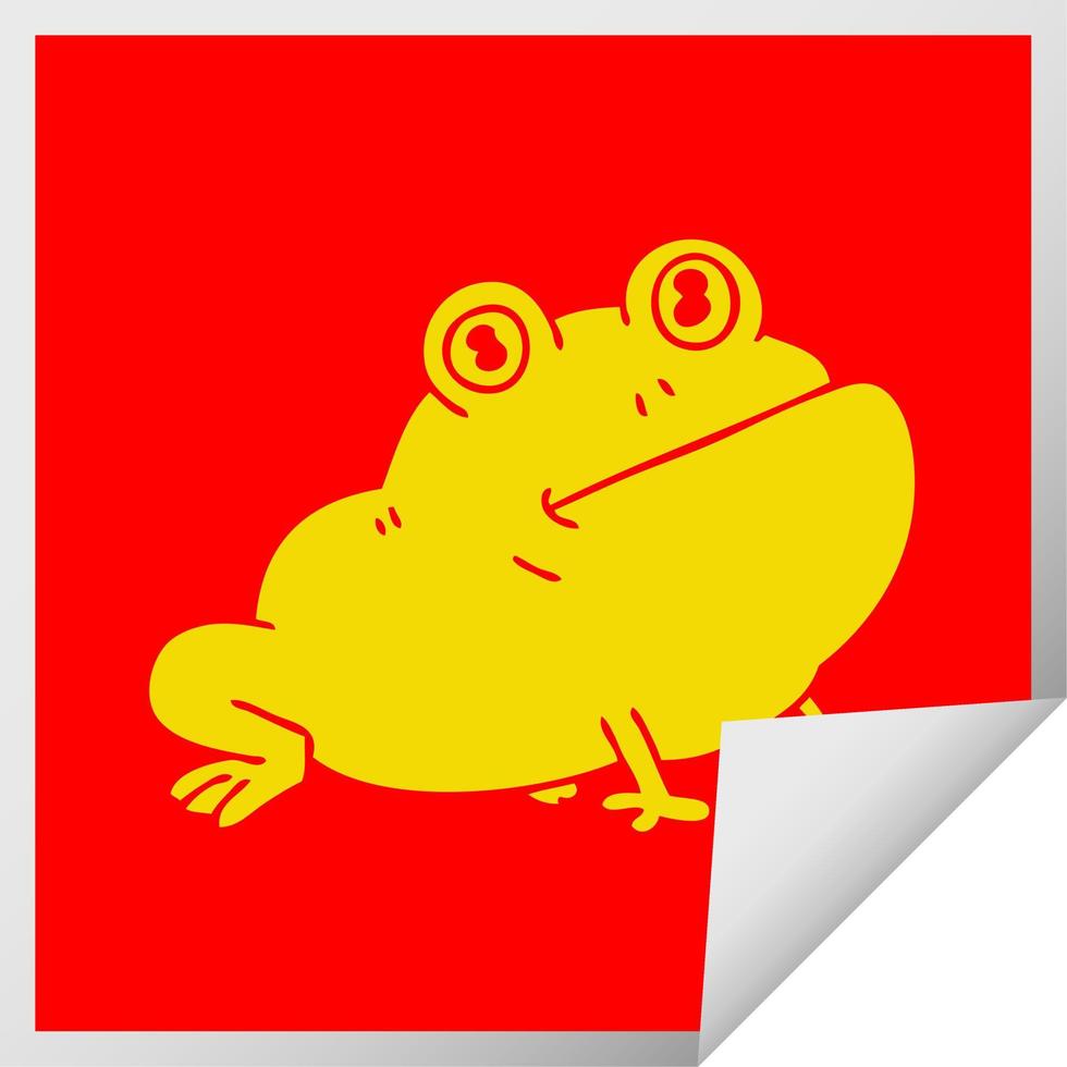 quirky square peeling sticker cartoon frog vector