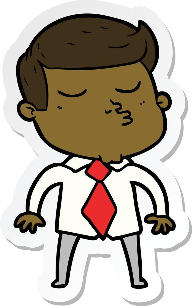 sticker of a cartoon model guy pouting vector