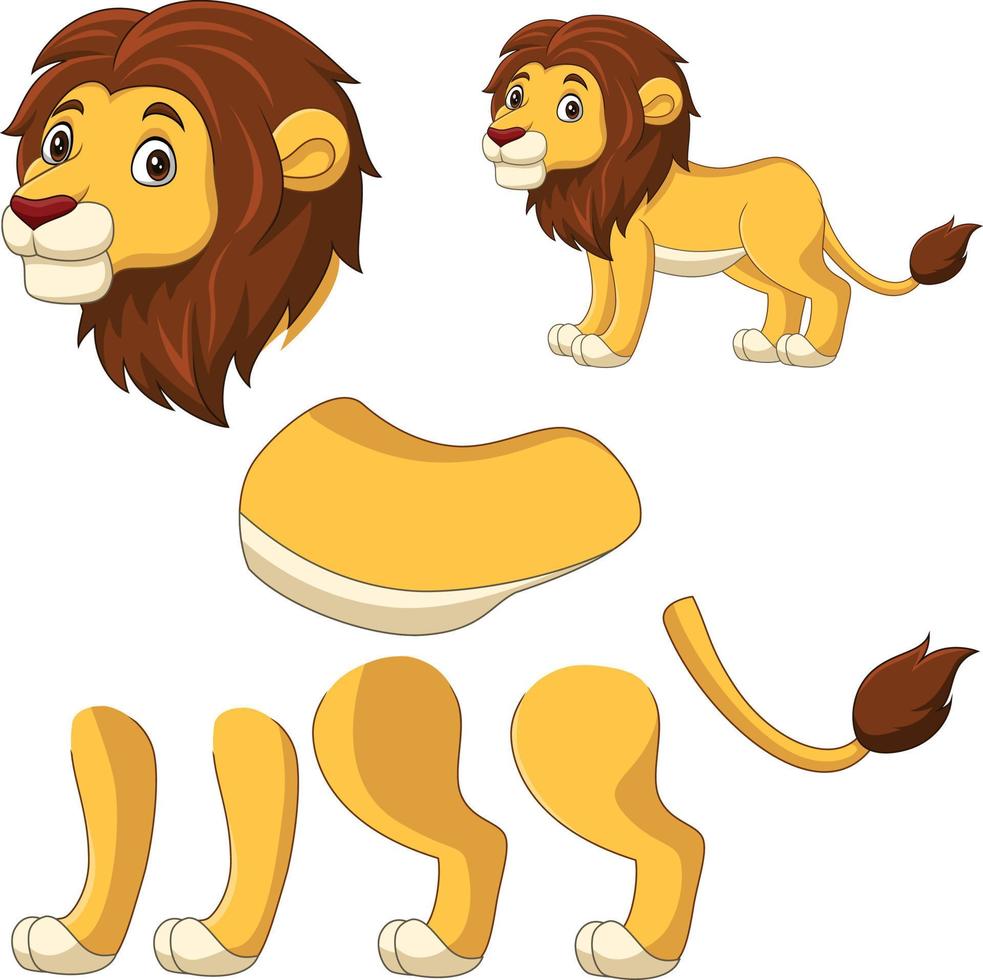 león de dibujos animados para conjunto de animación vector