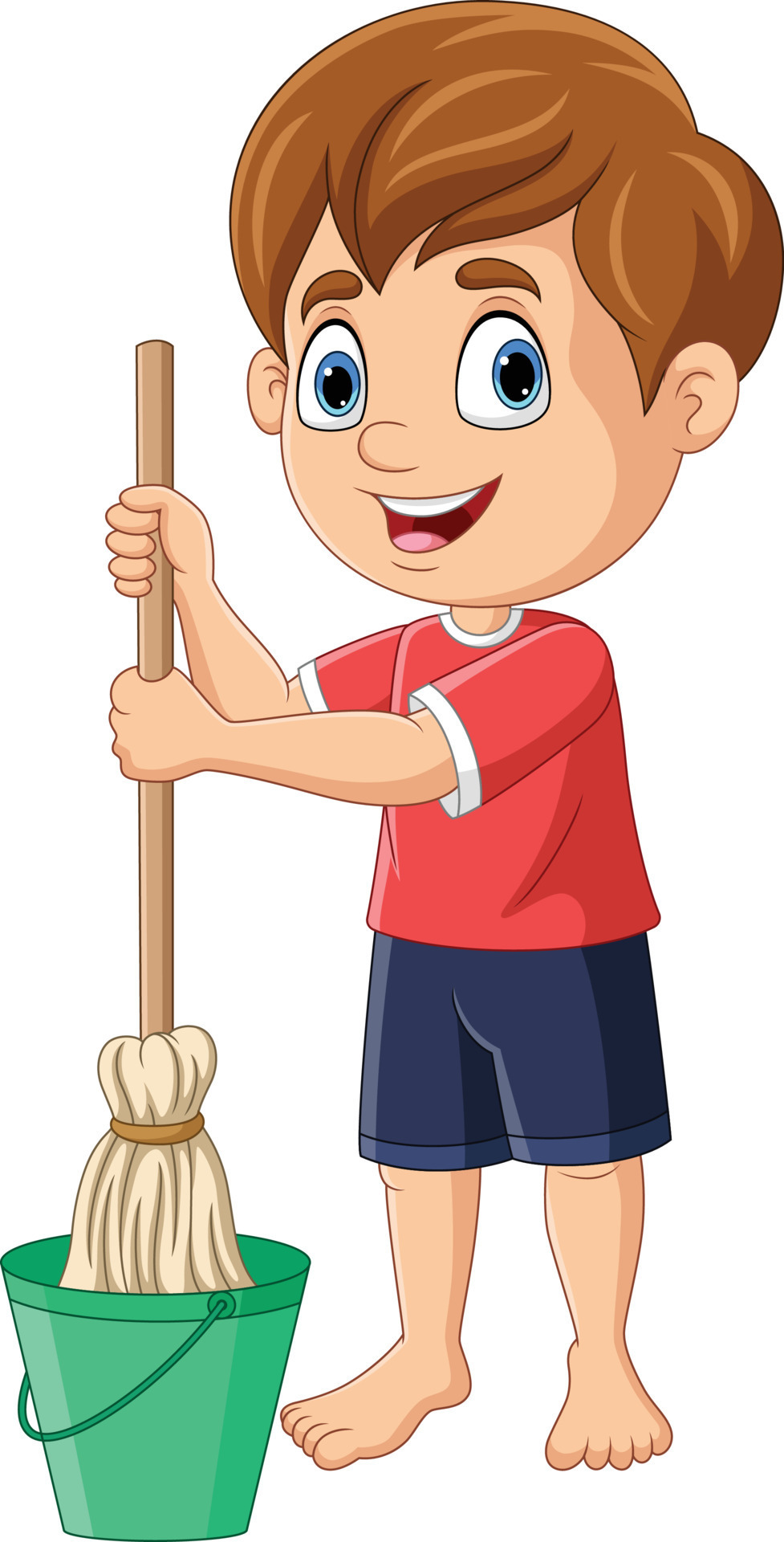 Cartoon little boy mopping the floor 8733460 Vector Art at Vecteezy