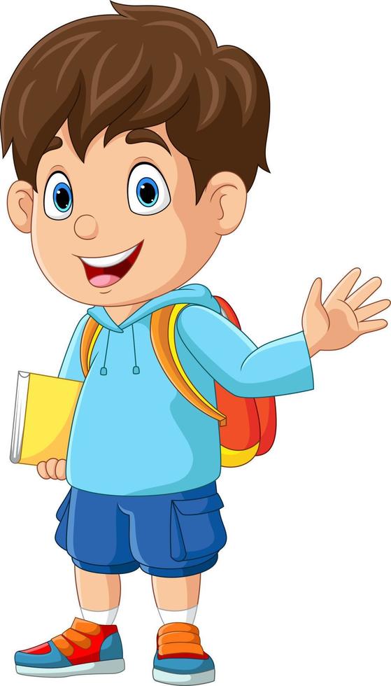 Cartoon little boy waving hand vector