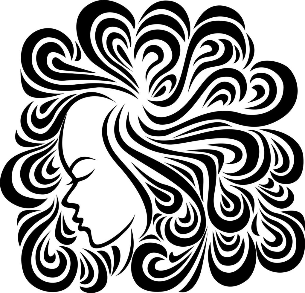 ilustración de icono de estilo de pelo largo de mujer vector