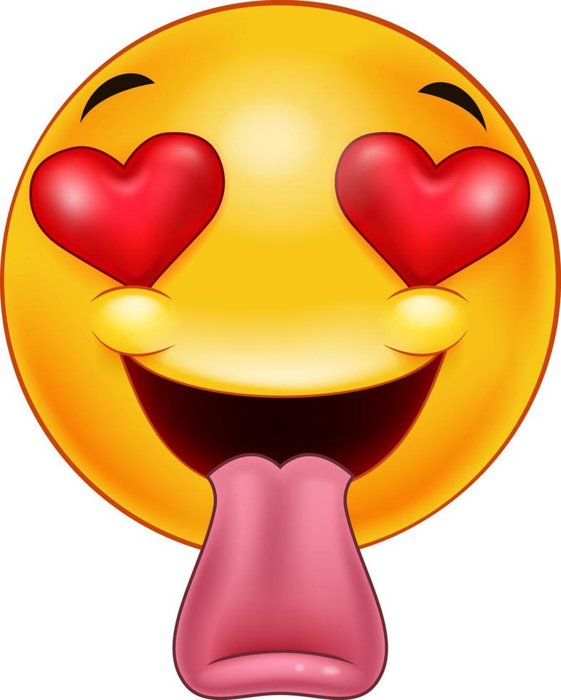 Smiley emoticon feeling in love with sticking out a tongue vector