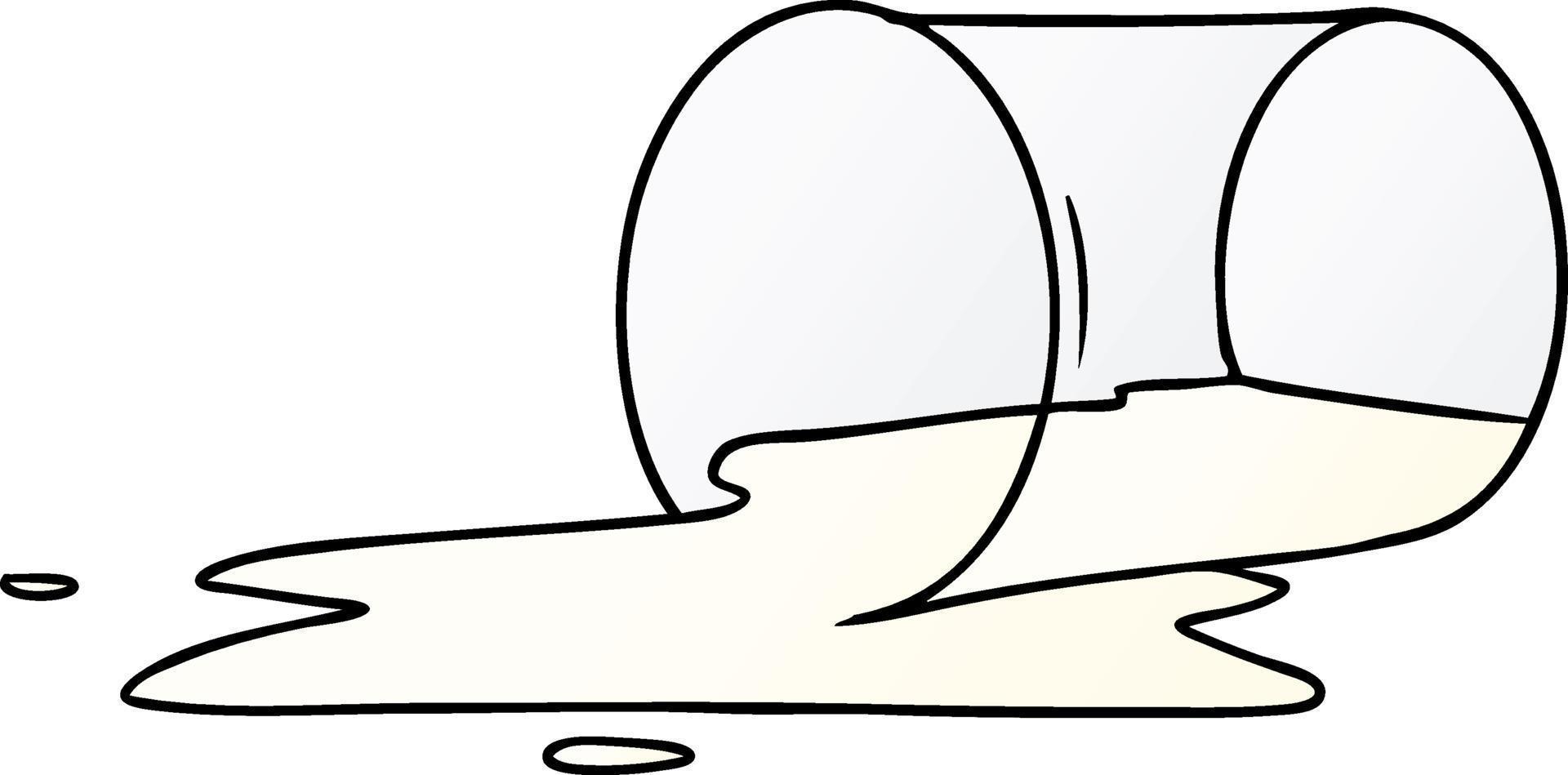 gradient cartoon doodle of a spilt glass vector