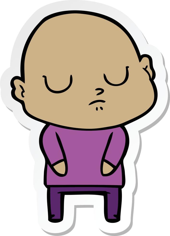 sticker of a cartoon bald man vector