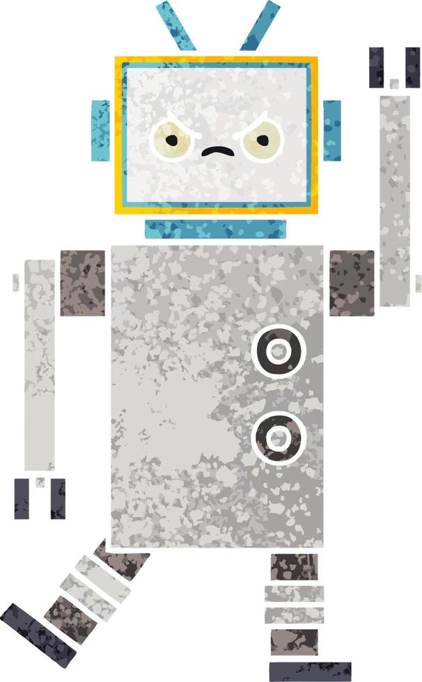 retro illustration style cartoon robot vector