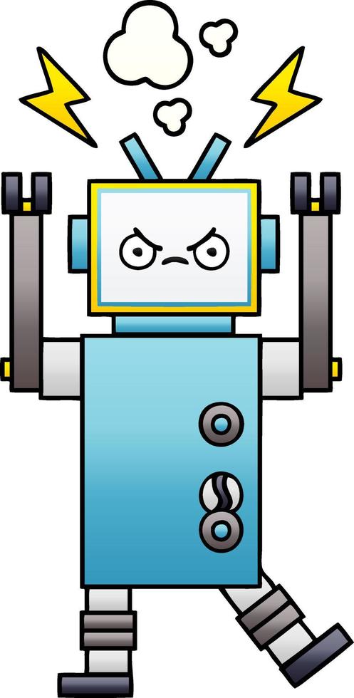 robot de dibujos animados sombreado degradado vector