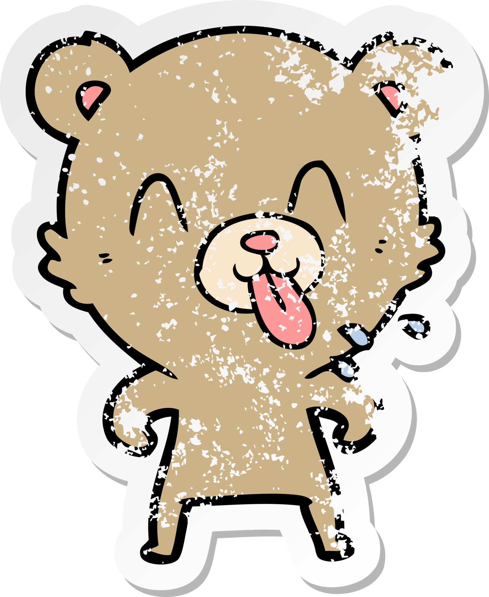 distressed sticker of a rude cartoon bear 8733541 Vector Art at Vecteezy