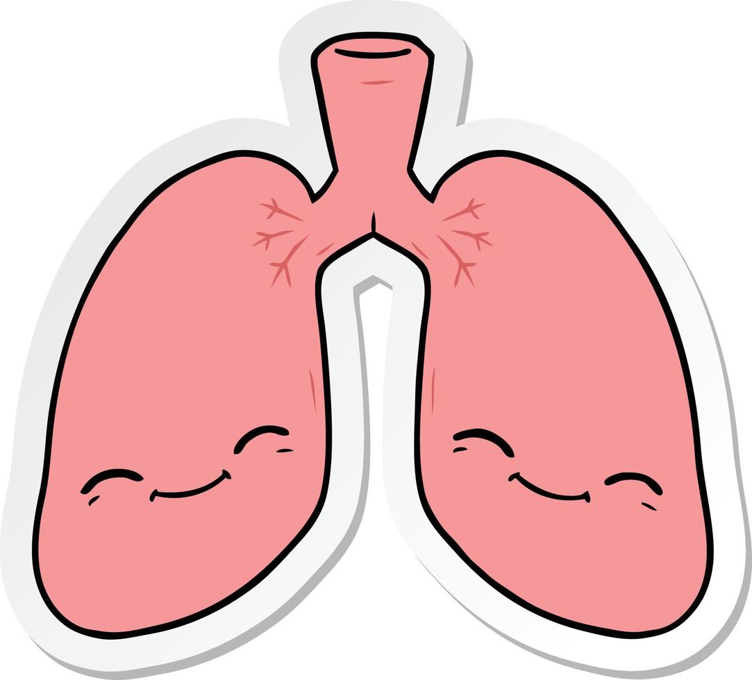 pegatina de los pulmones de una caricatura vector