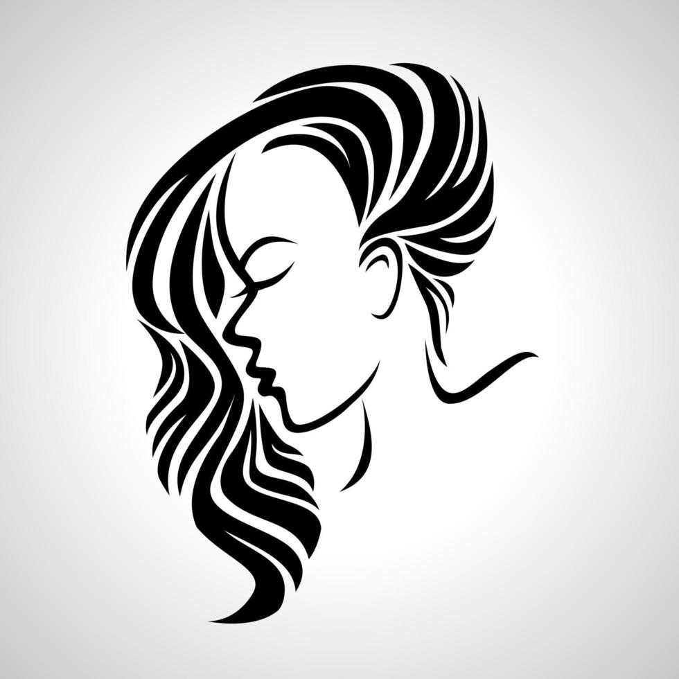 ilustración de icono de estilo de pelo largo de mujer vector