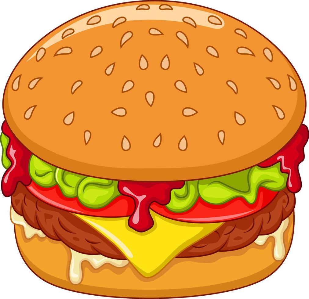 hamburguesa de dibujos animados aislado sobre fondo blanco vector