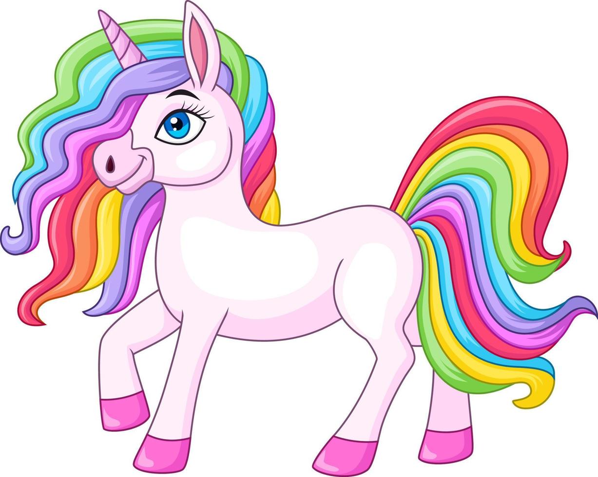 Cartoon rainbow unicorn isolated on white background vector