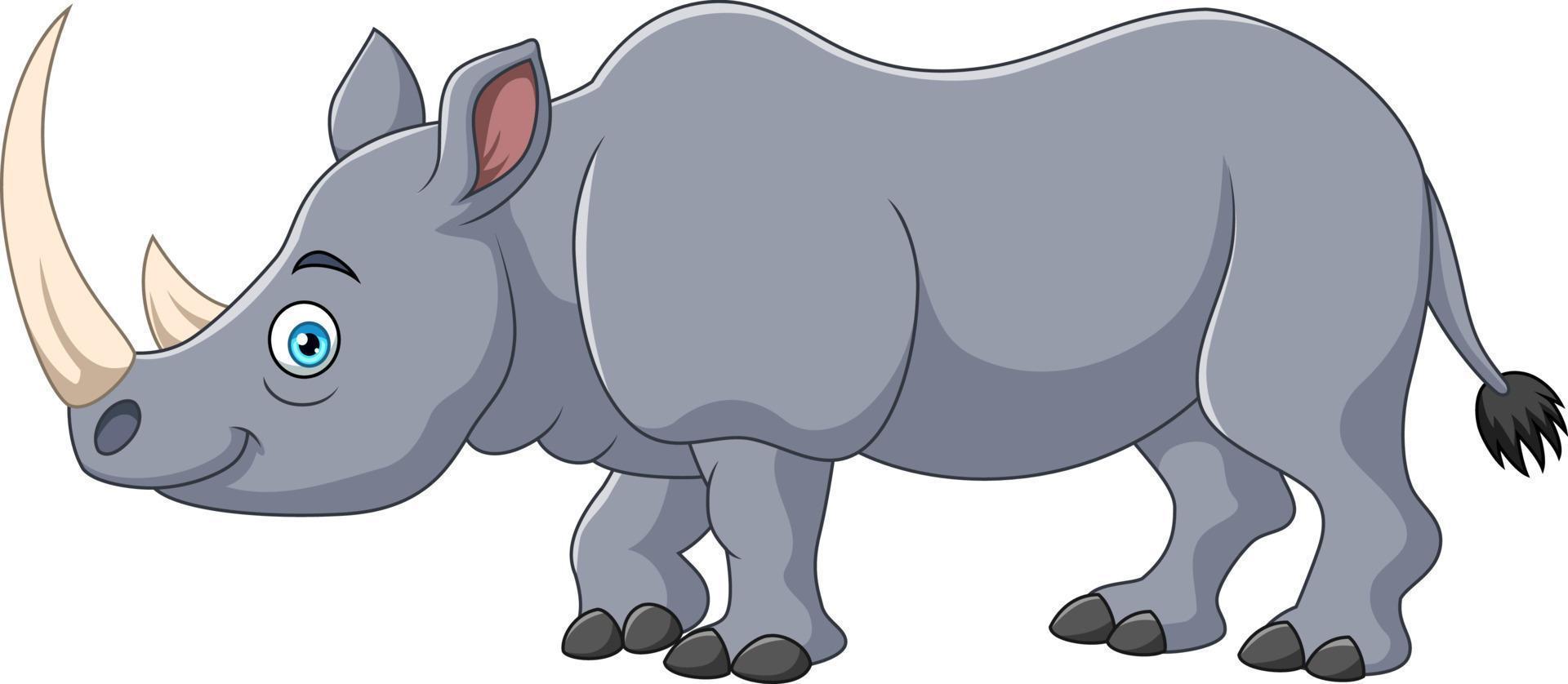 Cartoon rhino on white background vector