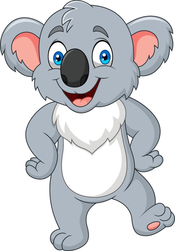 pequeño koala de dibujos animados posando vector