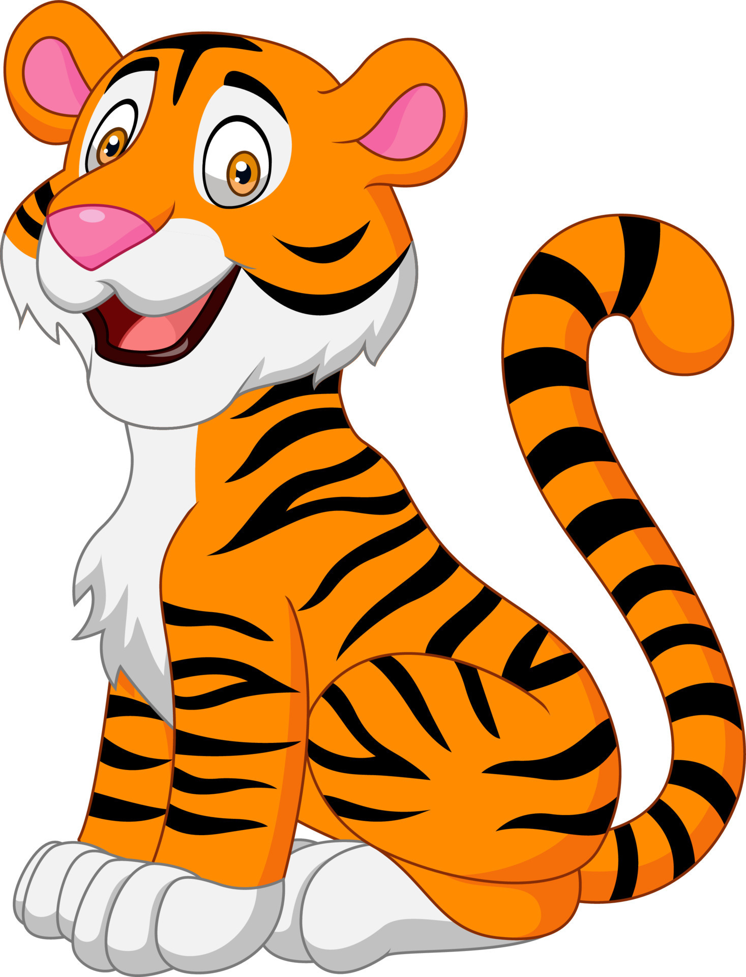 Tigre Sonriente De Dibujos Animados Vector En Vecteezy