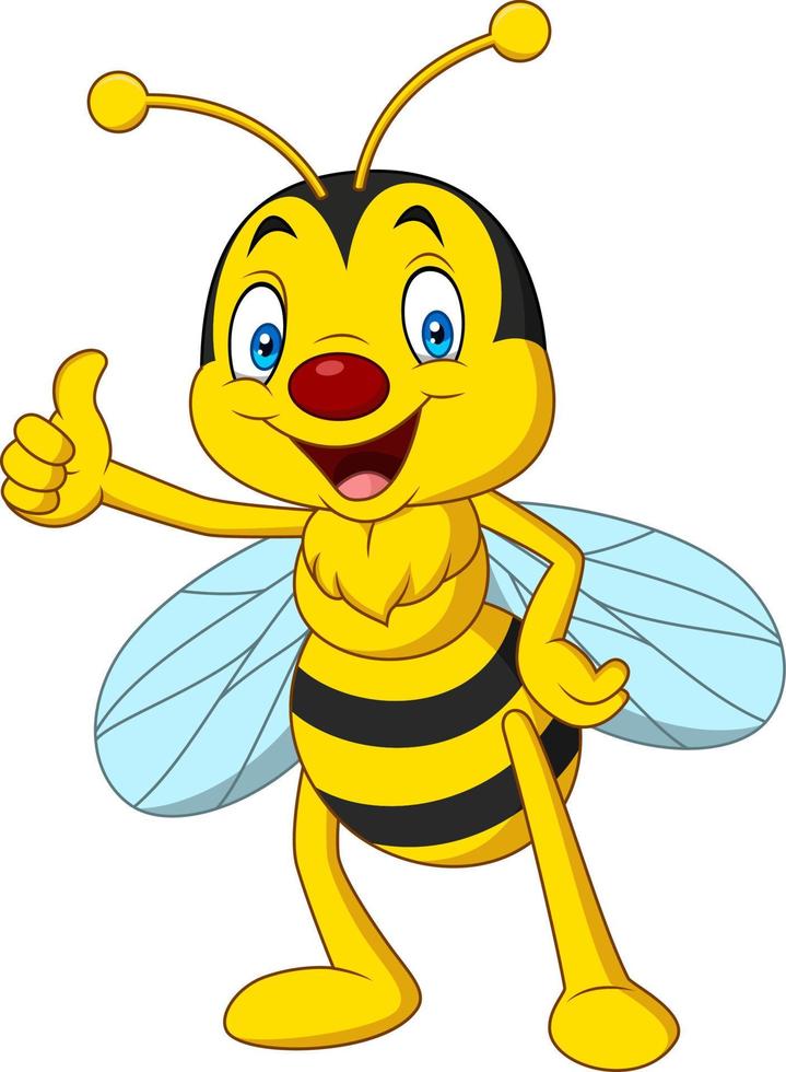 abeja feliz de dibujos animados dando pulgar hacia arriba vector