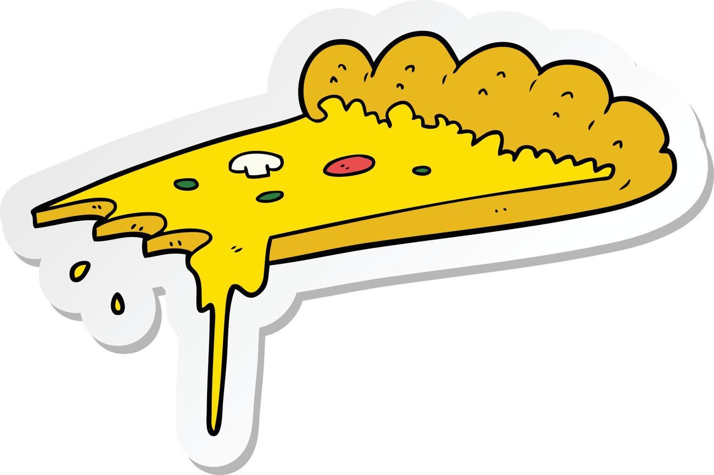 sticker of a cartoon slice of pizza vector