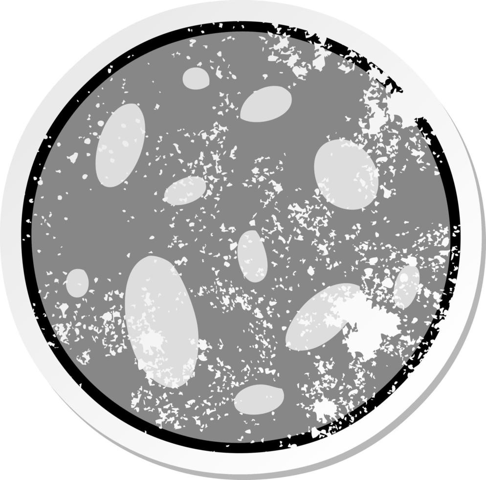 distressed sticker cartoon doodle of a full moon vector