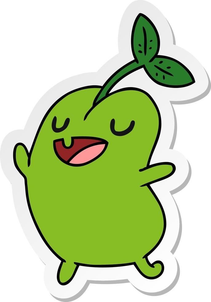 sticker cartoon kawaii cute sprouting bean vector