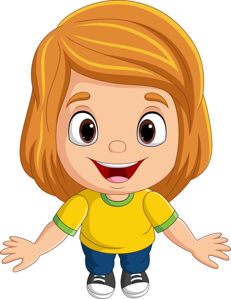 Cartoon funny little girl posing vector