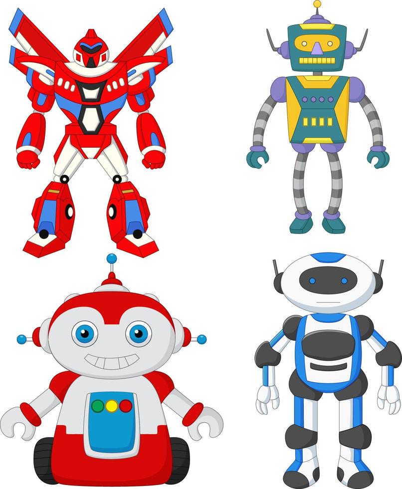 Cartoon cute robot collection set vector