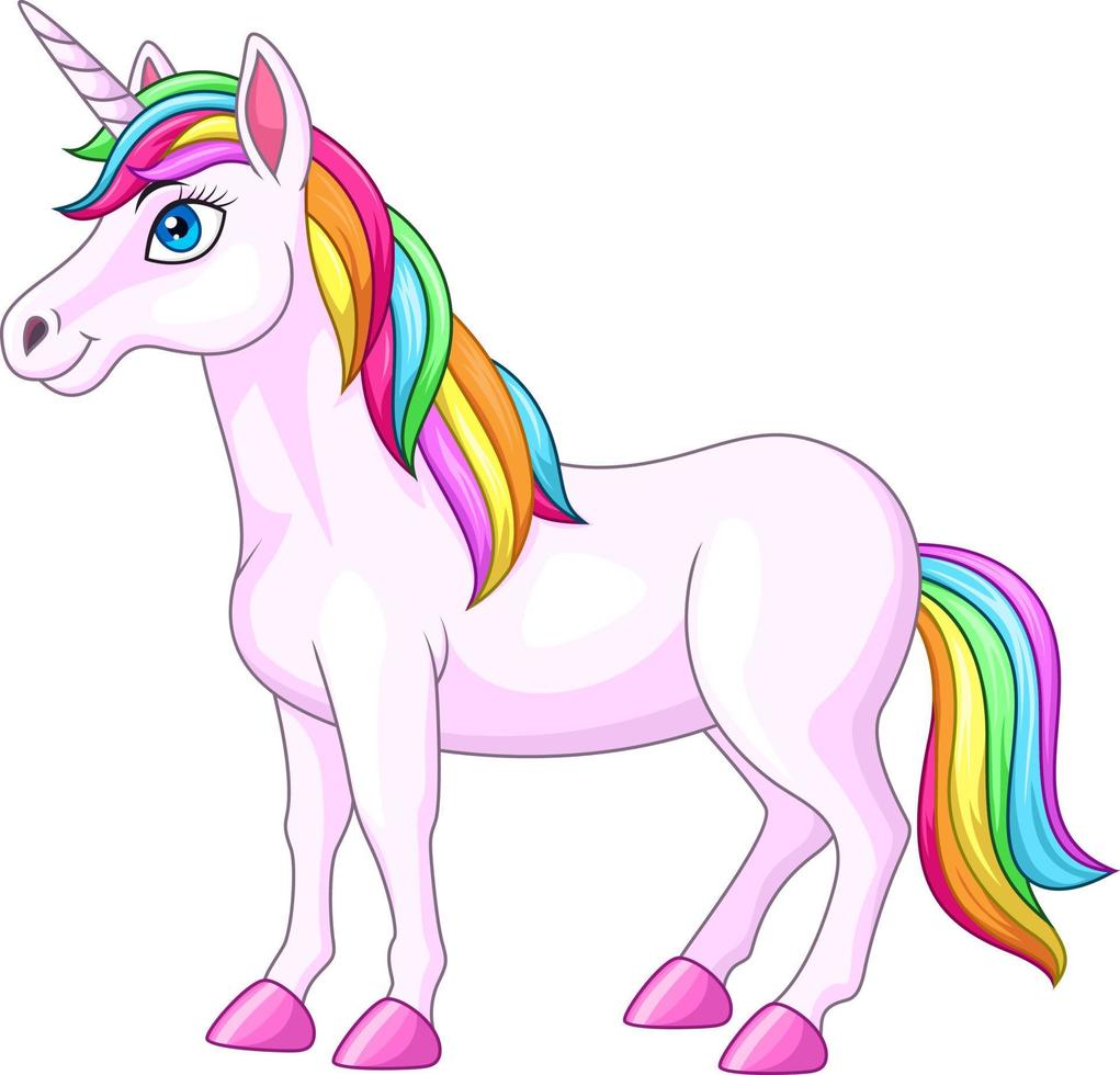 caballo unicornio arcoiris de dibujos animados vector