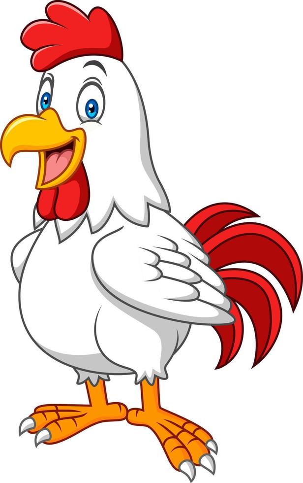 Cartoon happy rooster vector