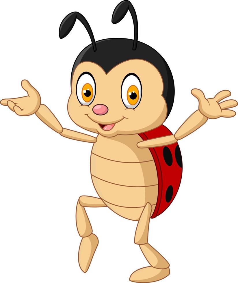Cartoon funny ladybug isolated on white background vector