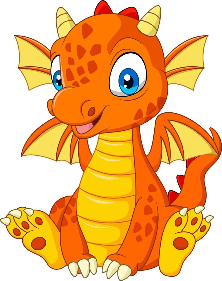 dibujos animados joven dragón sentado vector