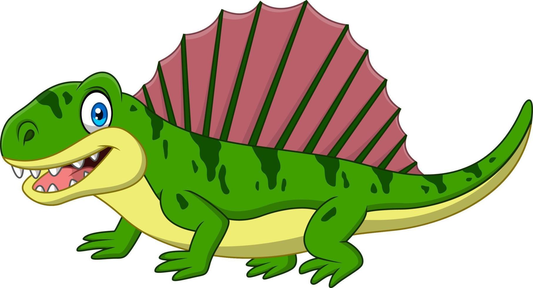 caricatura, sonriente, dimetrodon, aislado, blanco, plano de fondo vector