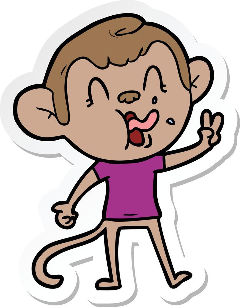 sticker of a crazy cartoon monkey vector