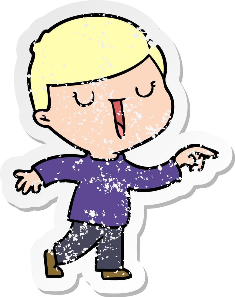 distressed sticker of a cartoon happy boy vector